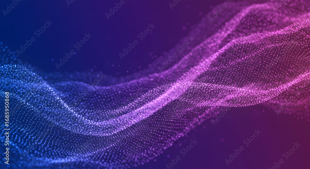 Poster wavy lines of light move across a dark purple and blue gradient, creating a sense of flowing energy 