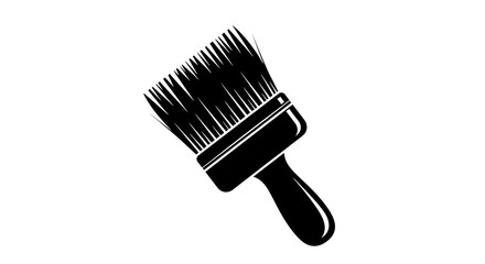 An isolated on transparent background graphic of a paintbrush icon, representing painting, art, creativity, and design in a simple black and white style