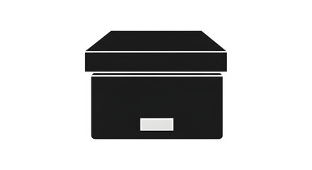 Simple black box icon isolated on transparent background, representing storage, container, or package with a clean and minimalist design for versatile use