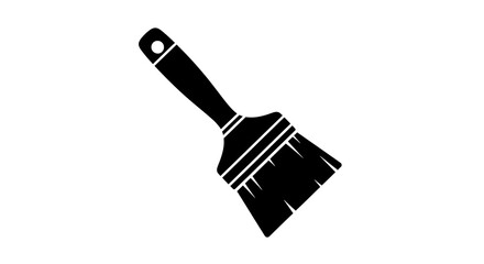 Black silhouette of a paint brush, isolated on transparent background, showcasing a simple yet elegant design for painting and artistic expression in vector format
