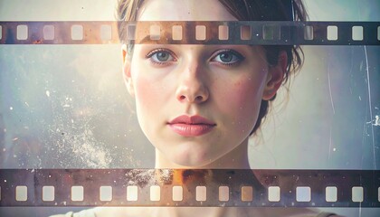 Woman's portrait framed by filmstrip