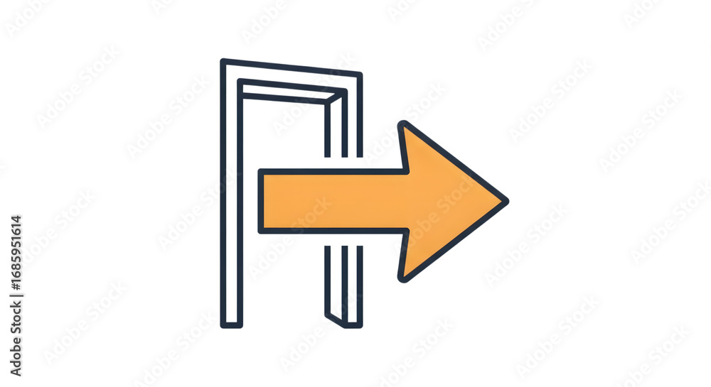 Aufkleber an exit door icon with an arrow pointing to the right, isolated on transparent background the icon i