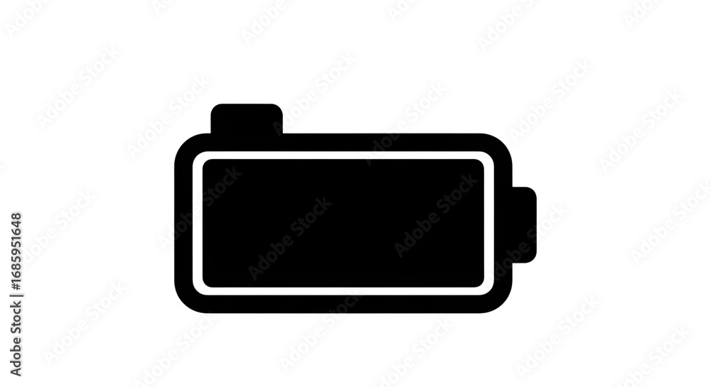 Poster a simple battery icon isolated on transparent background, representing power, energy, and technology