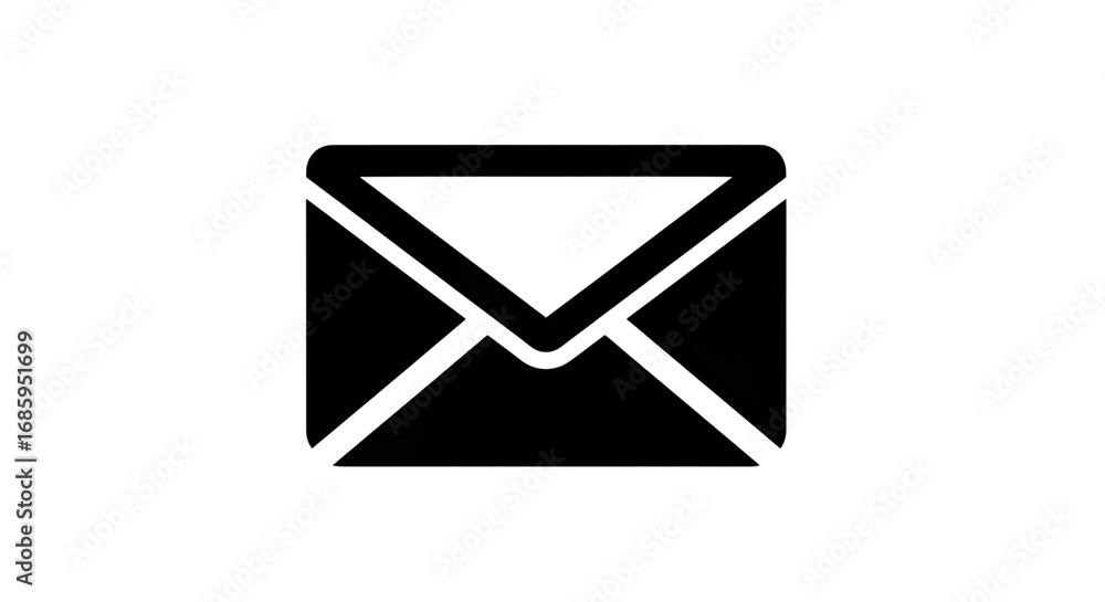 Poster a simple black email envelope icon isolated on transparent background represents communication, mess