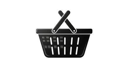 Fototapeta premium A black shopping basket isolated on transparent background, perfect for ecommerce, retail, and grocery themes, symbolizing shopping, purchase, and consumerism in a simple design