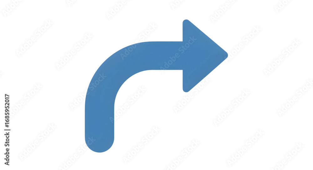 Aufkleber blue turn right arrow isolated on transparent background simple and clean vector illustration of a b