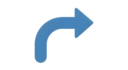 Blue turn right arrow isolated on transparent background simple and clean vector illustration of a blue arrow pointing to the right, ideal for navigation and direction