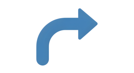Blue turn right arrow isolated on transparent background simple and clean vector illustration of a blue arrow pointing to the right, ideal for navigation and direction