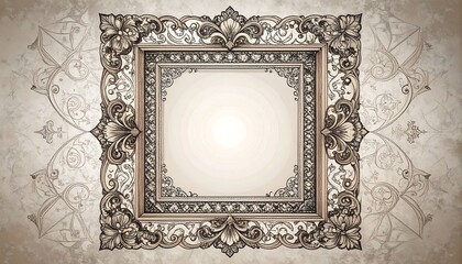 Ornate Square Frame on Textured Background