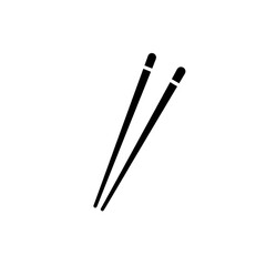 Black silhouette of chopsticks, minimalist food utensil icon for web and print design