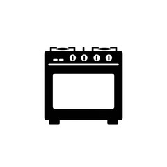 Gas Stove Icon Simple Black and White Kitchen Appliance Vector