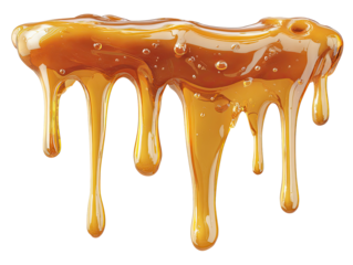 Dripping honey, amber liquid cascades