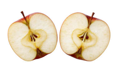 Two halved red apples, close-up