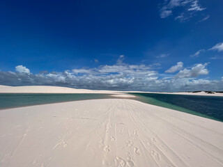 Brazil, Barreirinhas- 2023, May: lagoon and sand dunes in lençóis maranhenses