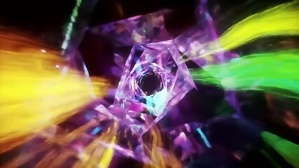 Hypnotic Kaleidoscopic Vortex: Electric Energy Swirling in Crystalline Tunnel - Powered by Adobe