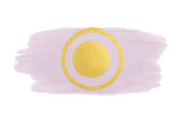 Pink paint stroke with a golden circle on a transparent background, ideal for design projects