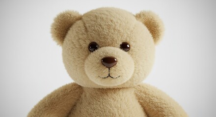 Fototapeta premium Cute Beige Teddy Bear 3D Render Soft Toy plush stuffed animal 3d