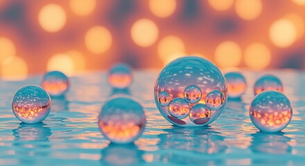 Glass Spheres Reflecting Sunset Bokeh reflection warm colors ora