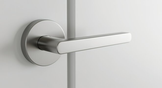 Modern Silver Door Handle on White Door door knob metallic metal
