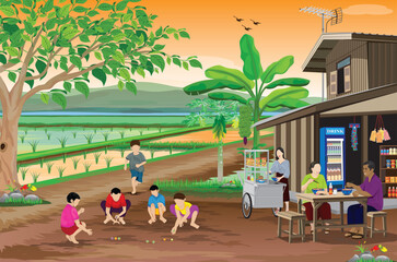 A small shop in the countryside vector design