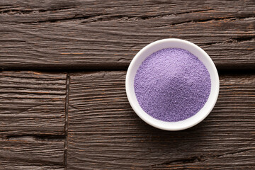 Blueberry flavored sugar in a bowl - Cocktail rim decoration