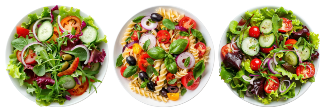 Colorful fresh salads with vegetables