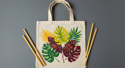 Vibrant tropical leaf tote bag design offers stylish, eco-friendly shopping and everyday carry