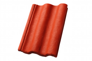 Weathered red clay roof tile, clean isolated background highlighting traditional architectural material for design rendering