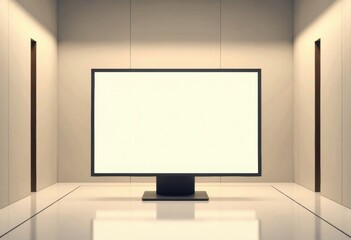 Fototapeta premium High-rise corridor featuring a blank monitor positioned near the front