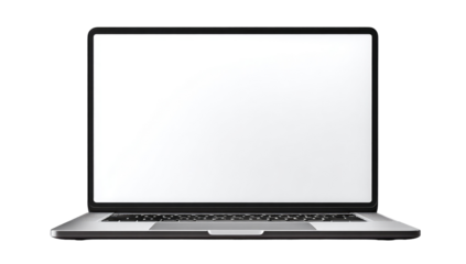 Laptop with blank screen, silver frame