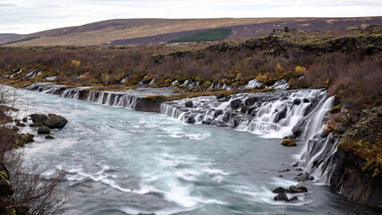 Views from the Hraunfossar Waterfall, Iceland