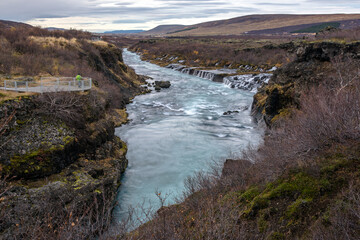 Views from the Hraunfossar Waterfall, Iceland