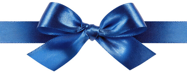 Shiny royal blue satin ribbon bow with a horizontal ribbon band