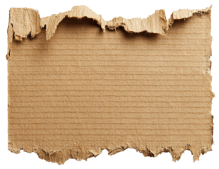 Ripped cardboard piece, tan, corrugated