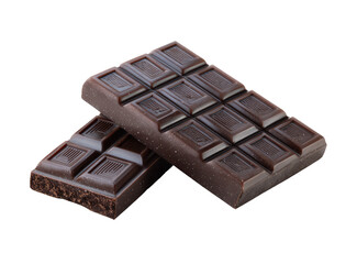 Two dark chocolate bars, stacked, showing a grid of squares
