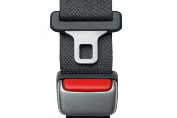 Close up of Fastened Seat Belt on Transparent Background