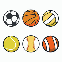Obraz premium Collection of Popular Sports Balls Icons
