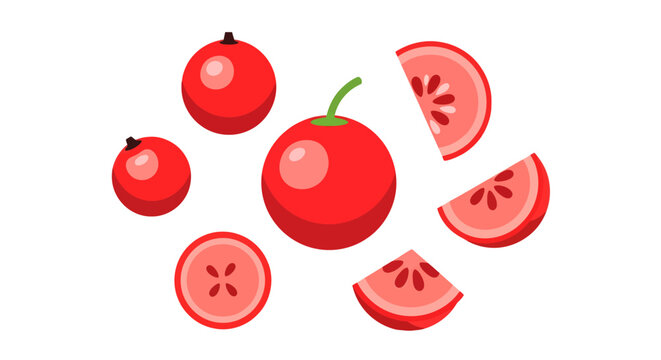 Bright and playful illustration showcasing vibrant red cranberries composition