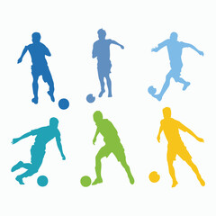 Colorful Silhouettes of Soccer Players in Action