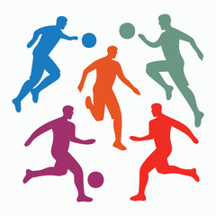 Colorful Silhouettes of Soccer Players in Action