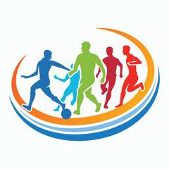 Naklejka premium Colorful Silhouettes of Soccer Players in Action