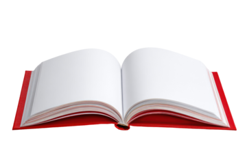 Open red book with blank pages
