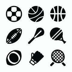 Fototapeta premium Silhouette Icons of Various Sports Equipment