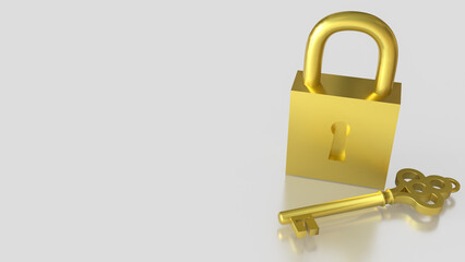 The Golden Key for security concept 3d Rendering.