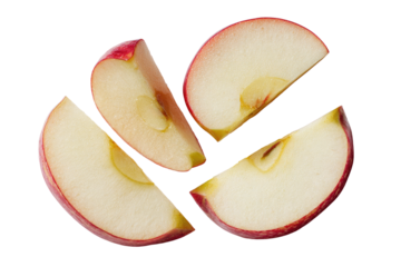 Four apple slices arranged