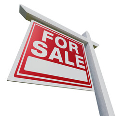 Right Facing Wooden For Sale Real Estate Sign on a Transparent Background. Transparent PNG.