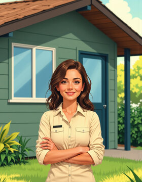 Recreation coordinator smiling confidently outside a nature program facility