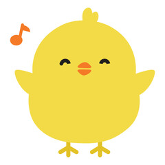 ヒヨコのキャラクター喜ぶ表情