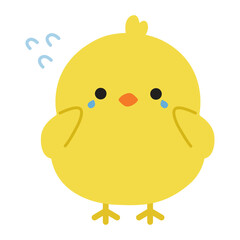 ヒヨコのキャラクター泣いている表情