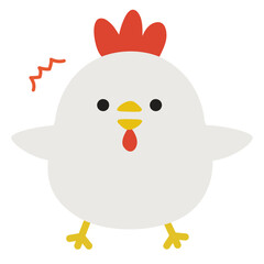 ニワトリのキャラクター驚いている表情